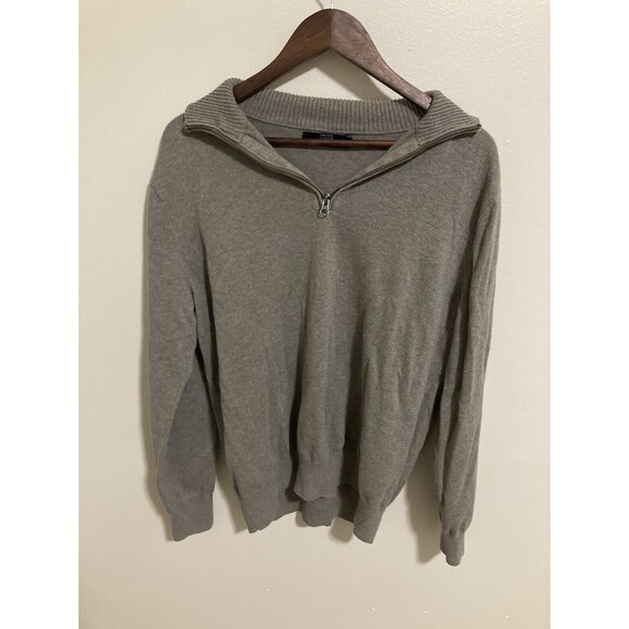 J Crew Sweater Mens Large 1/4 Zip  Grey Long Sleeve Pullover Casual Machine Wash - Picture 1 of 9